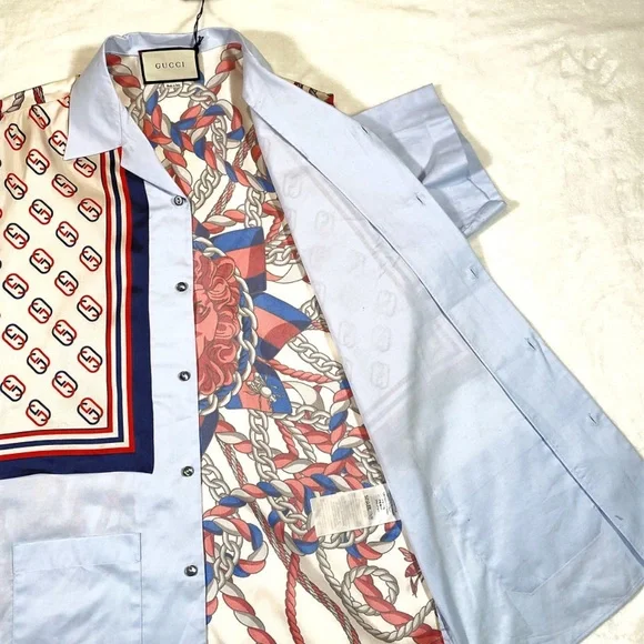 GUCCI PATCH POCKET BOWLING SHIRT LIGHT BLUE - Picture 5 of 16